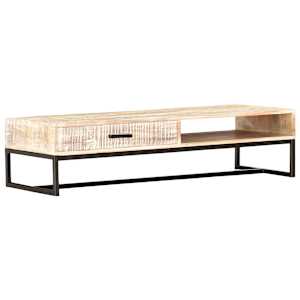 Konferenční stolek bílý 117 x 50 x 30 cm masivní akáciové dřevo - obrázek 11