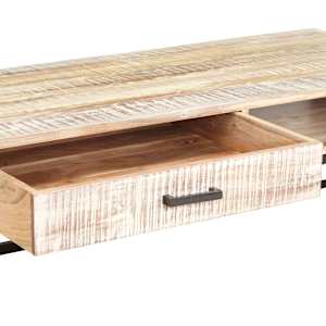 Konferenční stolek bílý 117 x 50 x 30 cm masivní akáciové dřevo - obrázek 6