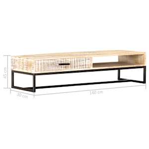 Konferenční stolek bílý 117 x 50 x 30 cm masivní akáciové dřevo - obrázek 7