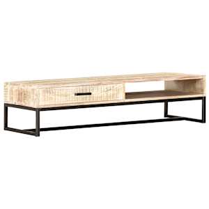 Konferenční stolek bílý 117 x 50 x 30 cm masivní akáciové dřevo - obrázek 9
