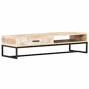 Konferenční stolek bílý 117 x 50 x 30 cm masivní akáciové dřevo - obrázek 10