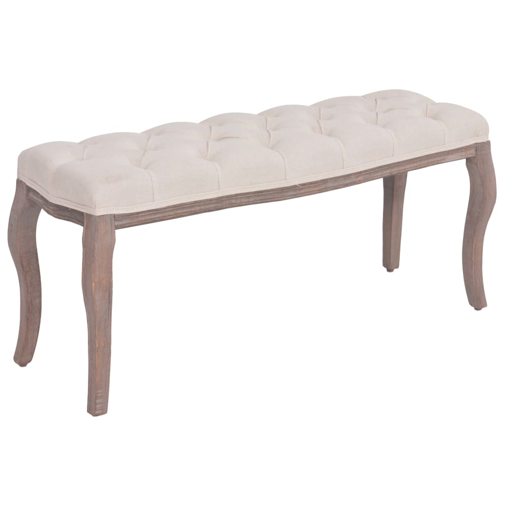 

vidaXL Bench Fabric Solid Wood 43.3"x15"x18.9" Cream White