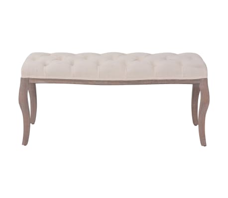 vidaXL Banc tissu bois massif 110x38x48 cm blanc cr&egrave;me