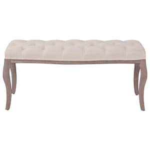 vidaXL Banc tissu bois massif 110x38x48 cm blanc cr&egrave;me