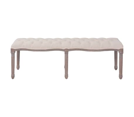vidaXL Panca in Tessuto e Legno Massello 150x39,8x48 cm Bianco Crema