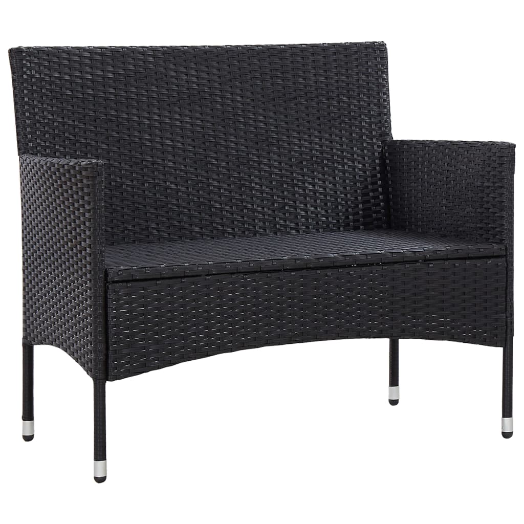 vidaXL Patio Bench 40.6" Poly Rattan Black