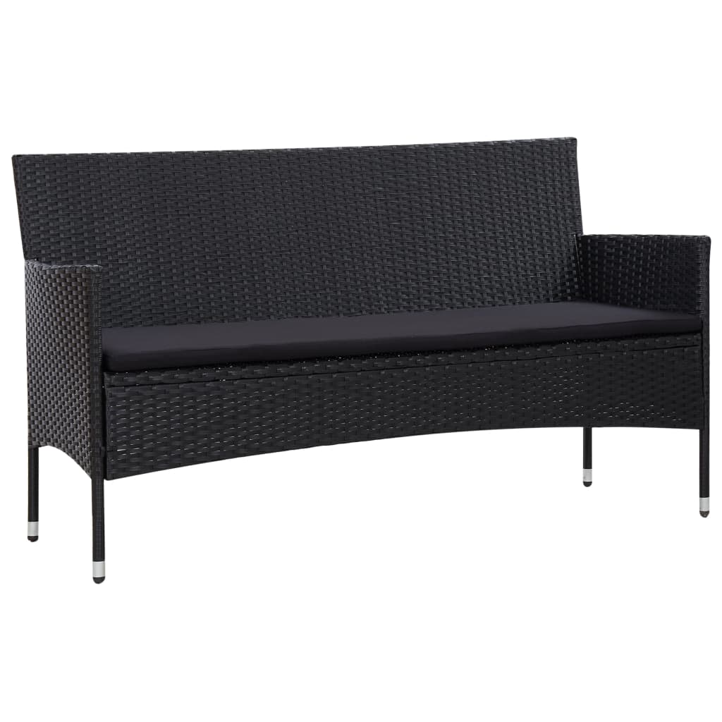 

vidaXL 4-delige Loungeset met kussens poly rattan zwart