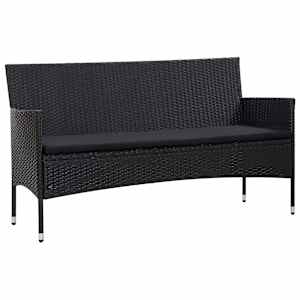 vidaXL Salon de jardin 4 pcs avec coussins R&eacute;sine tress&eacute;e Noir