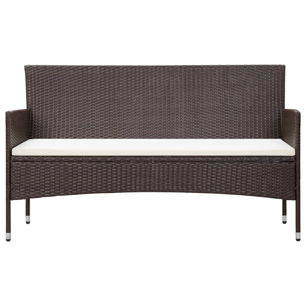 vidaXL 3-Sitzer-Gartensofa mit Auflagen Braun Poly Rattan