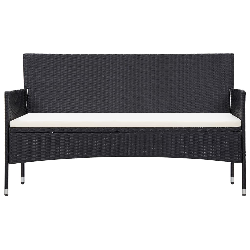 vidaXL 3-Sitzer-Gartensofa mit Auflagen Schwarz Poly Rattan