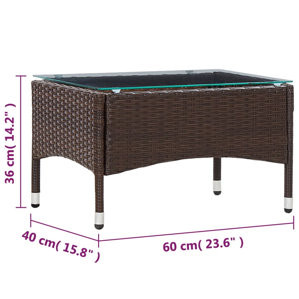 Coffee Table Brown 60x40x36 Cm Poly Rattan VidaXL 16 width=274