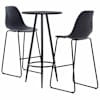 vidaXL 3-osaline baarikomplekt, plast, must