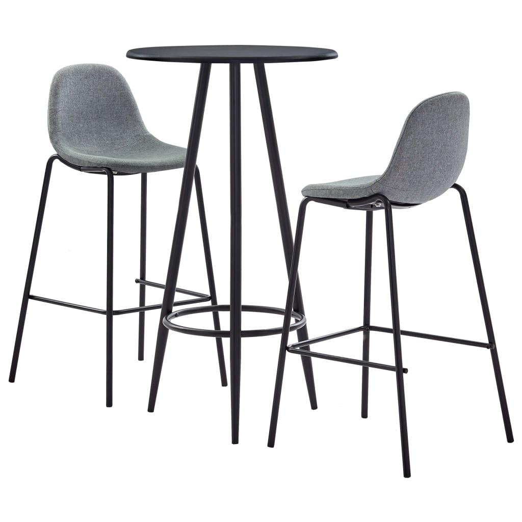 vidaXL Set mobilier de bar, 3 piese, gri deschis, material textil title=vidaXL Set mobilier de bar, 3 piese, gri deschis, material textil