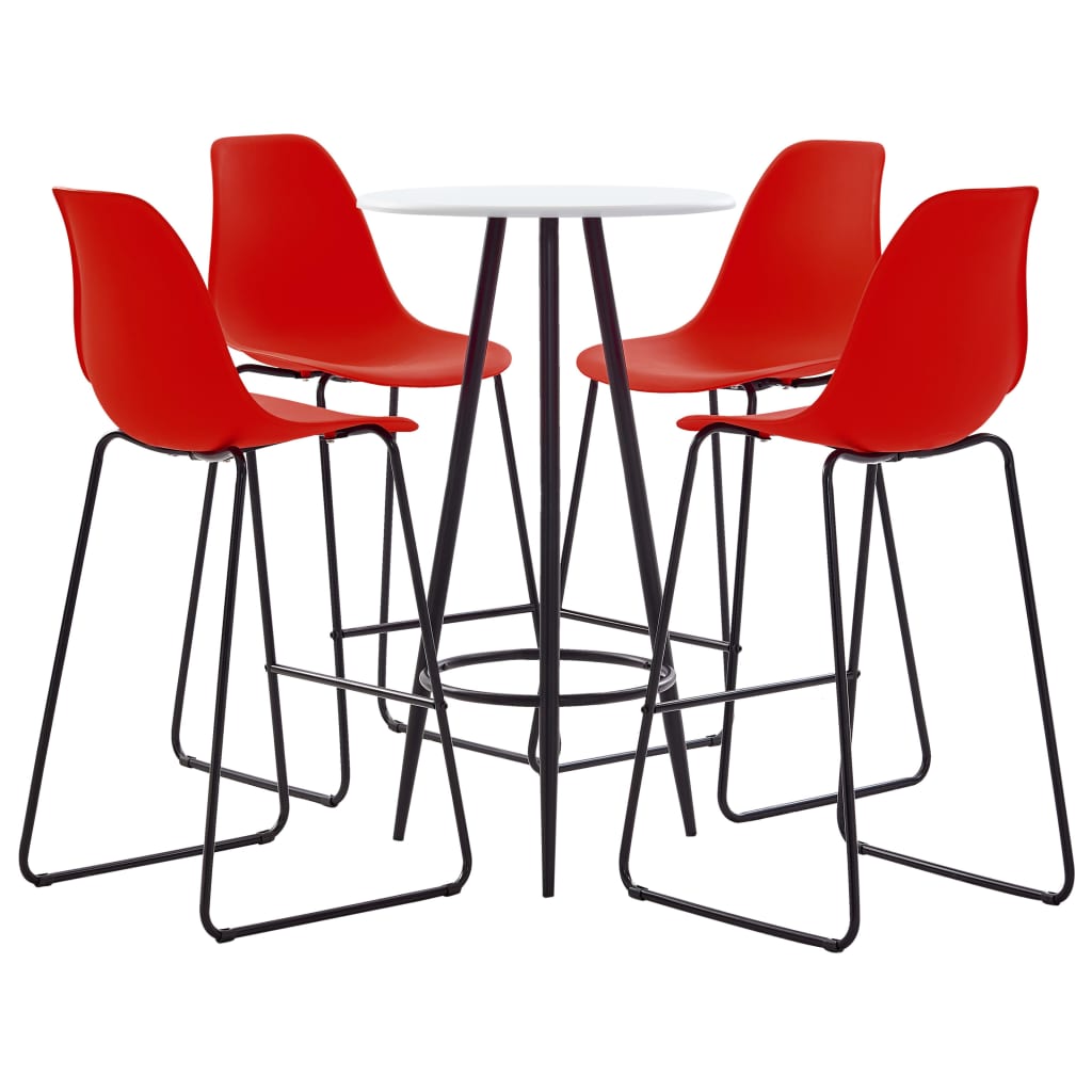 vidaXL Set mobilier de bar, 5 piese, roșu, plastic vidaXL imagine noua 2022