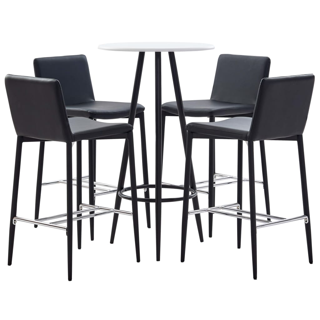 5 pcs conjunto de bar couro artificial preto