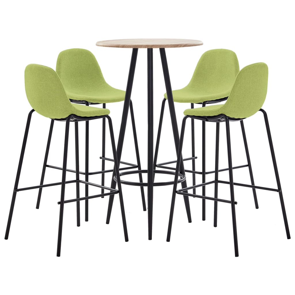 vidaXL Set de mobilier de bar, 5 piese, verde, material textil poza 2021 vidaXL