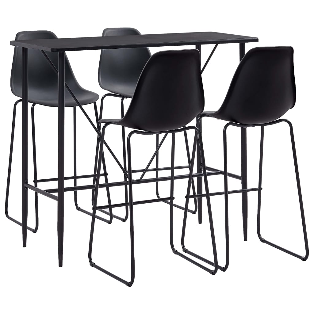 vidaXL Set mobilier de bar, 5 piese, negru, plastic