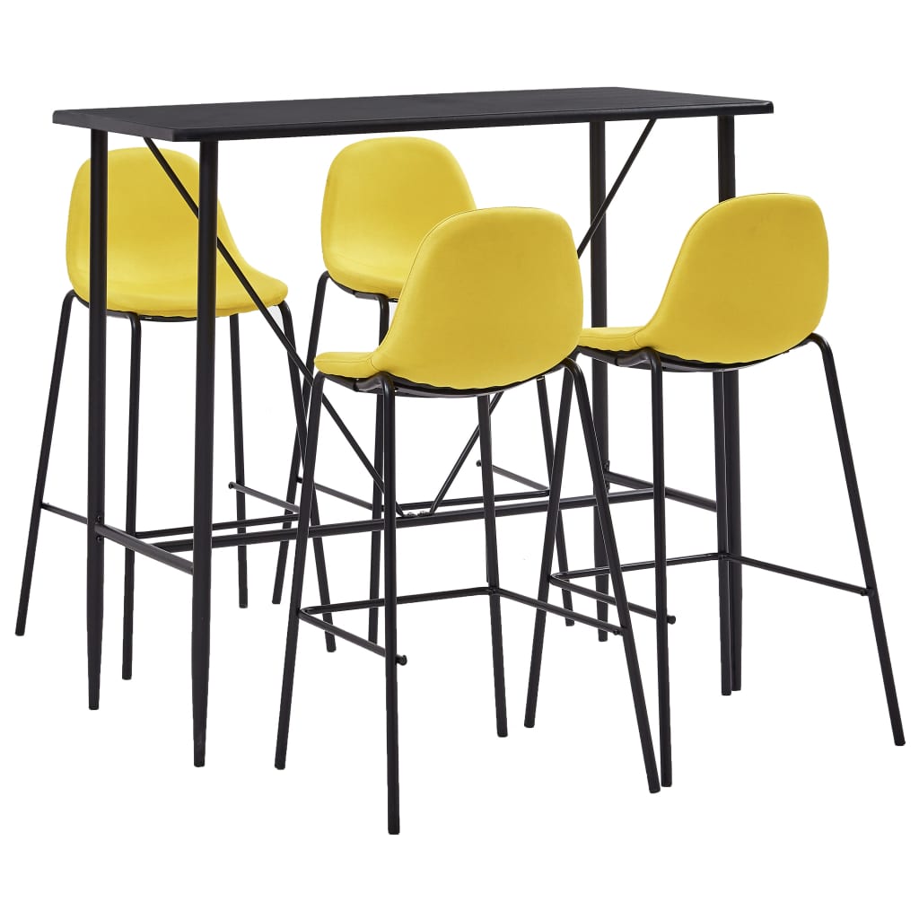 vidaXL Set mobilier de bar, 5 piese, galben, material textil vidaXL imagine noua 2022