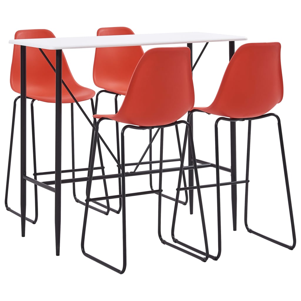 vidaXL Set mobilier de bar, 5 piese, roșu, plastic vidaXL imagine noua 2022