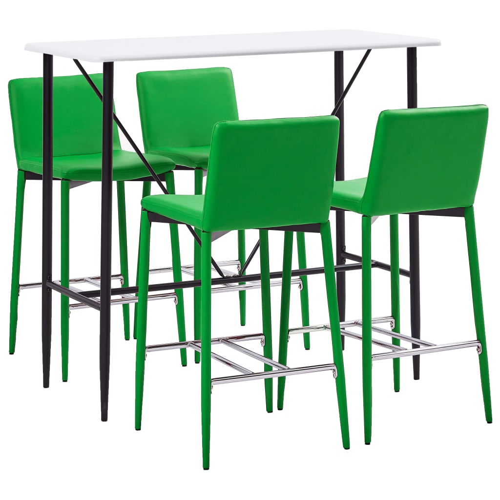 vidaXL Set mobilier de bar, 5 piese, verde, piele ecologică vidaXL