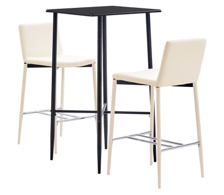 vidaXL Ensemble de bar 3 pcs Similicuir Crème vidaXL Ensemble de bar 3 pcs Similicuir Crème