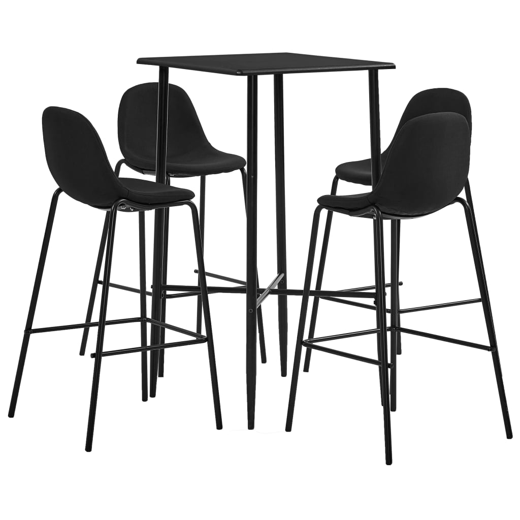 vidaXL Set mobilier de bar, 5 piese, negru, material textil vidaXL imagine noua 2022