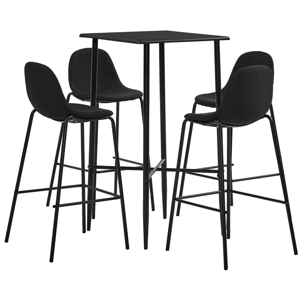 vidaXL Set mobilier de bar, 5 piese, negru, material textil