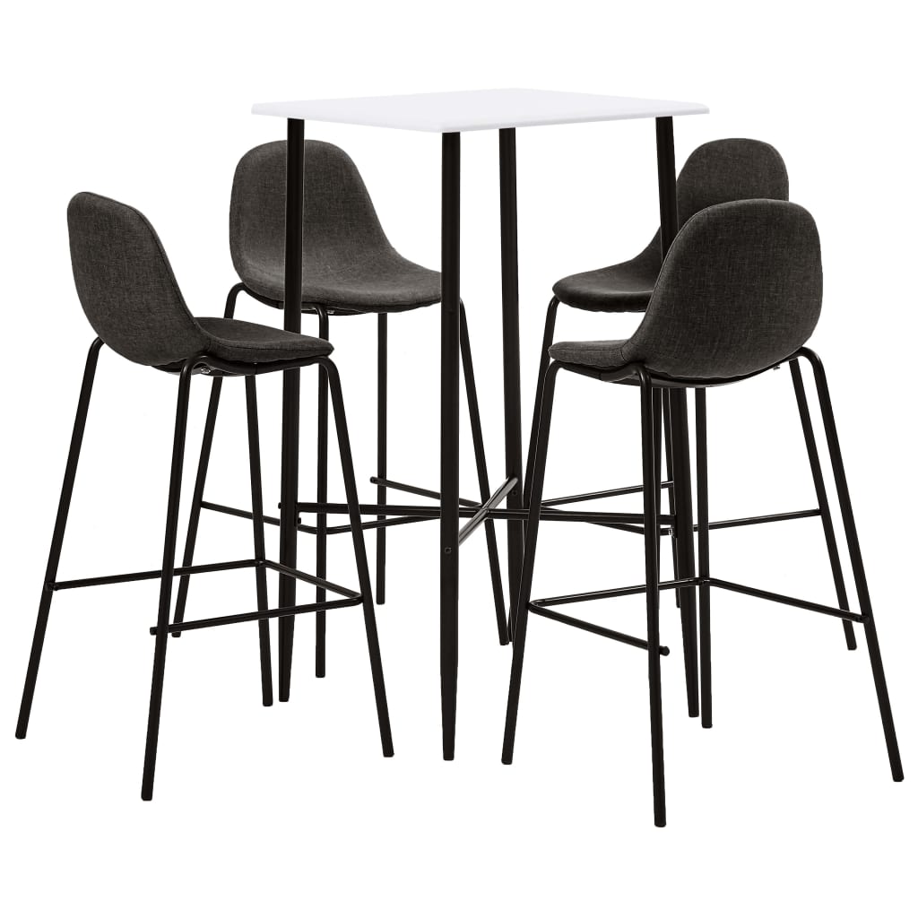 vidaXL Set mobilier de bar, 5 piese, gri închis, material textil