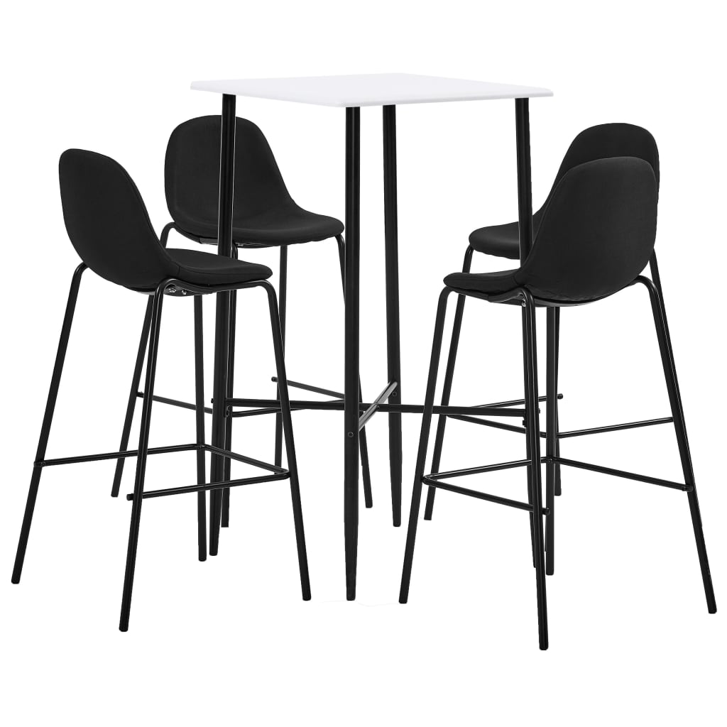 vidaXL Set mobilier de bar, 5 piese, negru, material textil