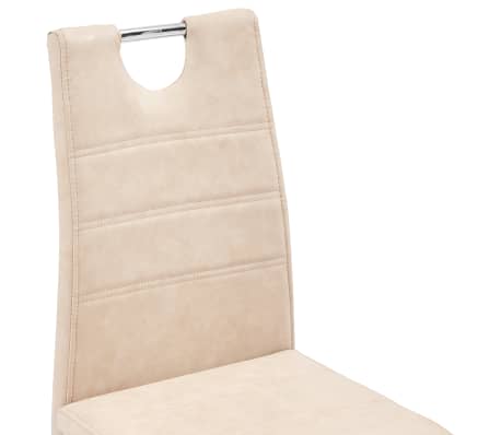 vidaXL Essgruppe 7-tlg. Creme Kunstleder Esszimmergarnitur Stuhl