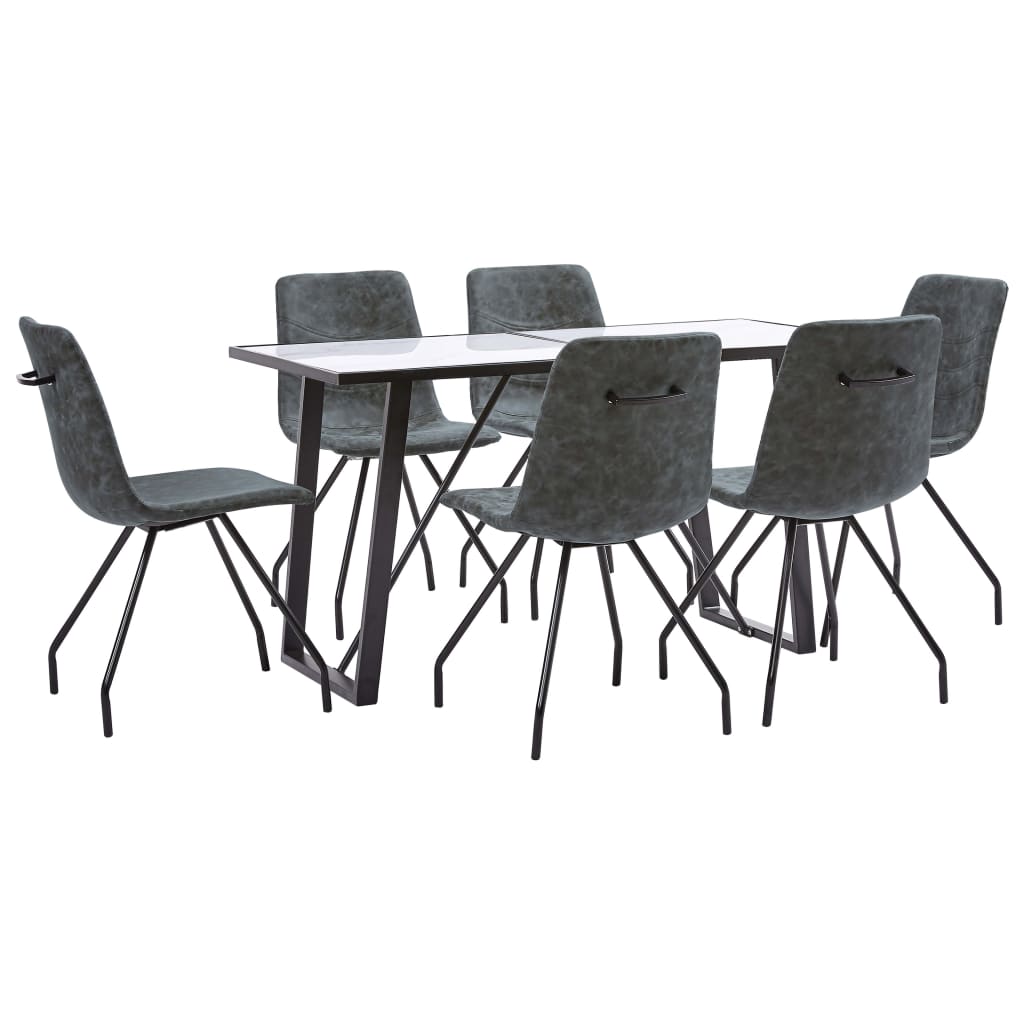 Set Sala da Pranzo 7 pz in Similpelle Nero