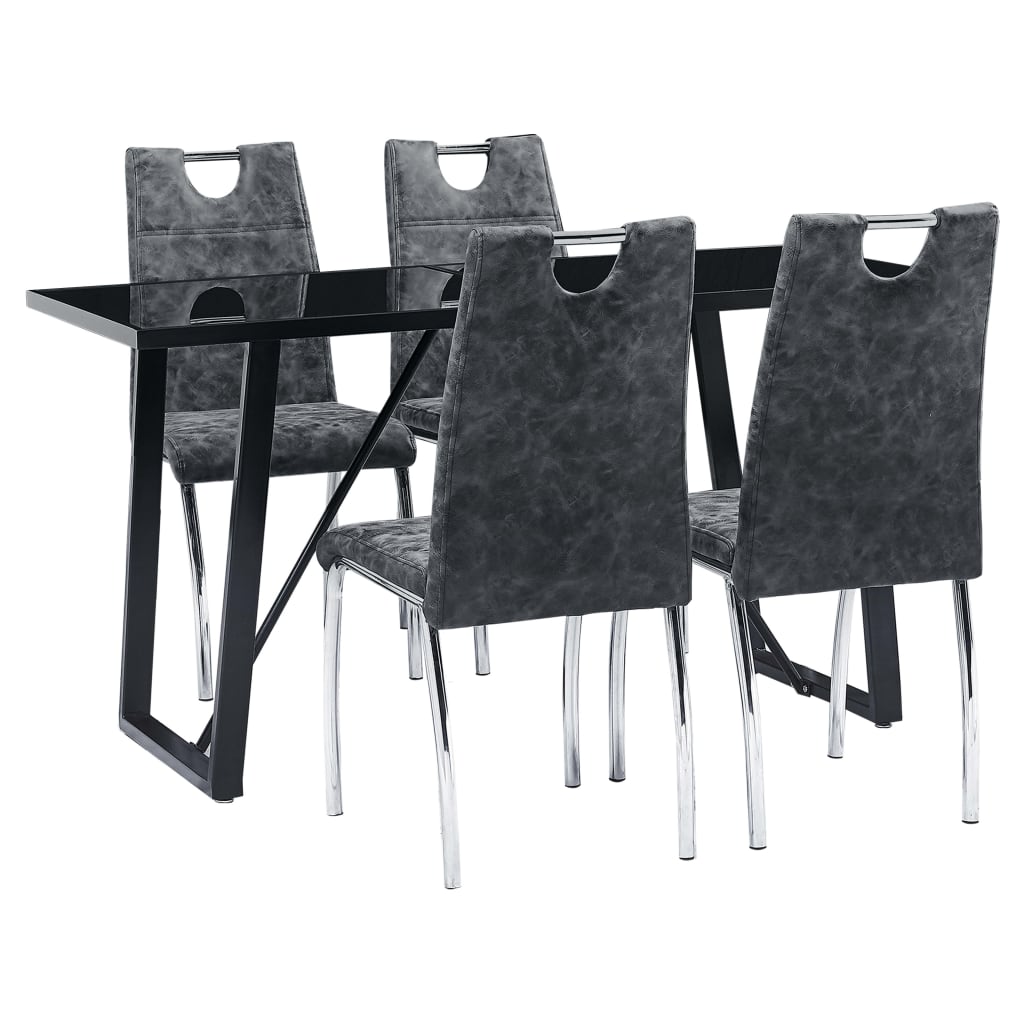 vidaXL Set de masă, 5 piese, negru, piele ecologică Mobila Laguna imagine noua