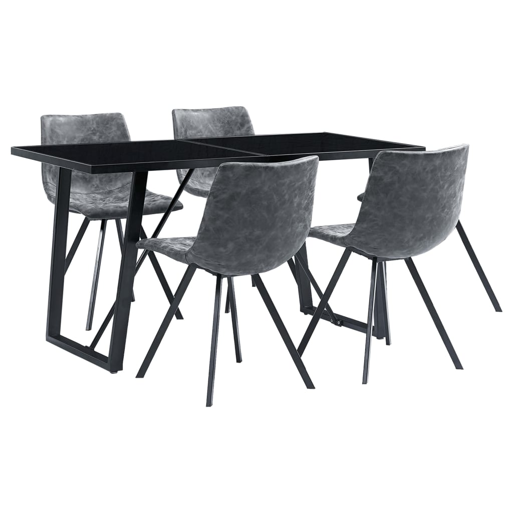 vidaXL Set de mobilier bucătărie, 5 piese, negru, piele ecologică Mobila Laguna imagine noua