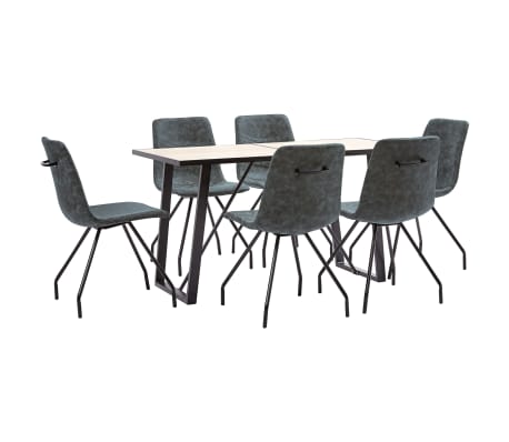 vidaXL Ensemble de salle à manger 7 pcs Noir Similicuir vidaXL Ensemble de salle à manger 7 pcs Noir Similicuir