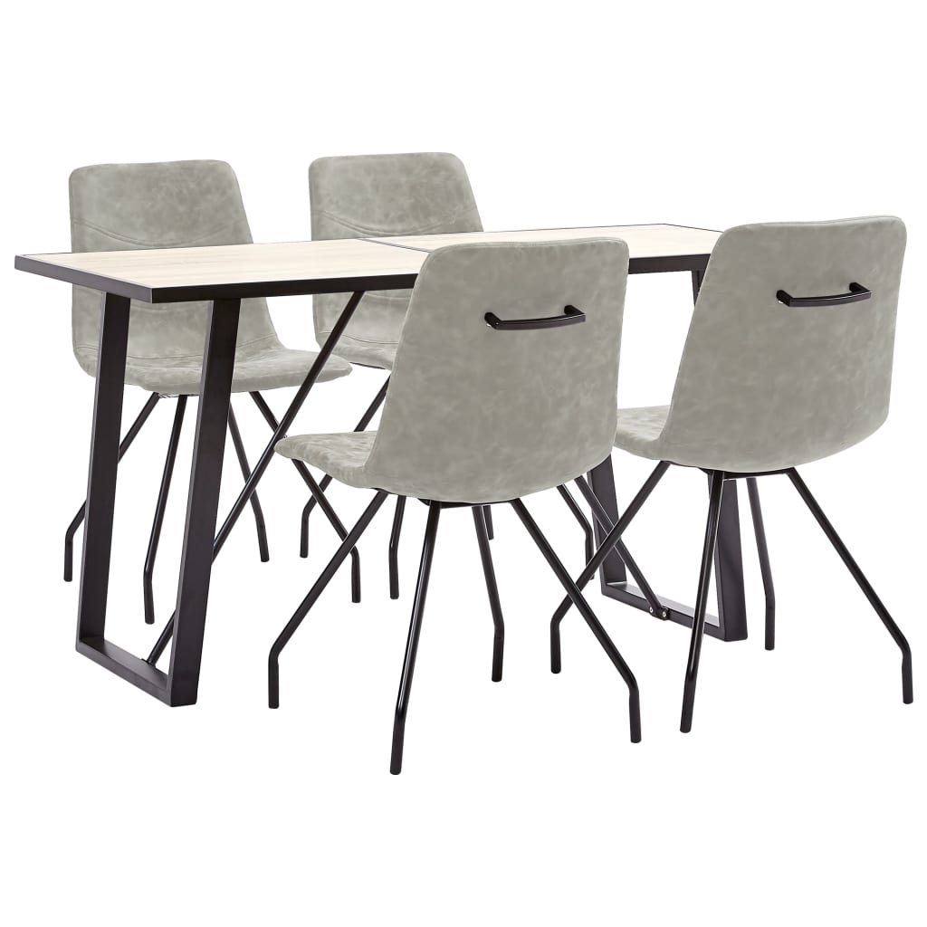 5-tlg. Essgruppe Grau Kunstleder kaufen