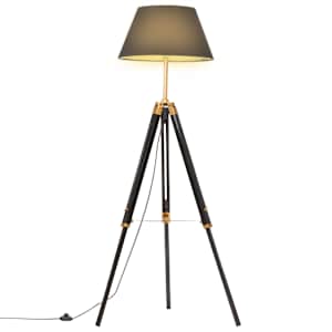 vidaXL kolme jalaga p&otilde;randalamp, must ja kuldne tiikpuu, 141 cm