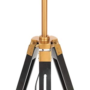 Stojací lampa stativ černá a zlatá masivní teak 141 cm - obrázek 5