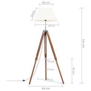 Stojací lampa stativ medově hnědá a bílá masivní teak 141 cm - obrázek 9