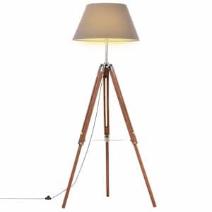 vidaXL kolme jalaga p&otilde;randalamp, meepruun ja hall tiikpuu, 141 cm