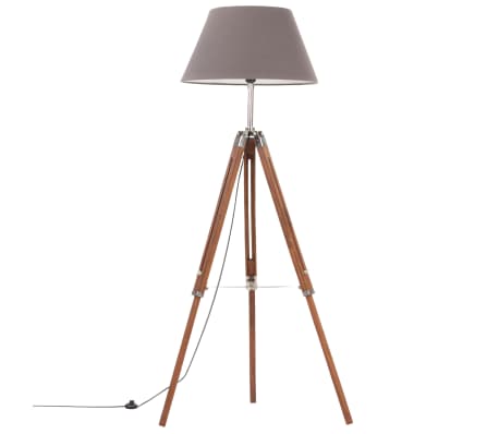 vidaXL Stativlampe Honigbraun und Grau Teak Massivholz 141 cm
