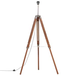 Stojací lampa stativ medově hnědá a šedá masivní teak 141 cm - obrázek 3
