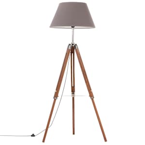 vidaXL Stativlampe Honigbraun und Grau Teak Massivholz 141 cm