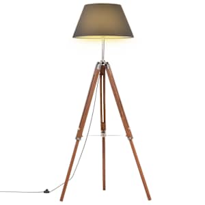 Stojací lampa stativ medově hnědá a černá masivní teak 141 cm