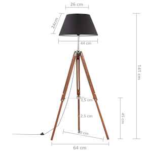 Stojací lampa stativ medově hnědá a černá masivní teak 141 cm - obrázek 9