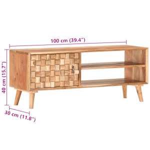 TV stolek 100 x 30 x 40 cm masivní akáciové dřevo - obrázek 7