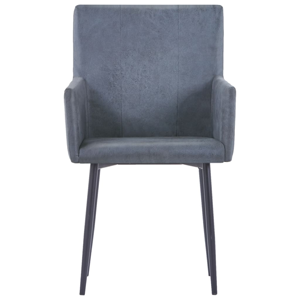 Jedálenské stoličky s podrúčkami 6 ks sivé umelá semišová koža