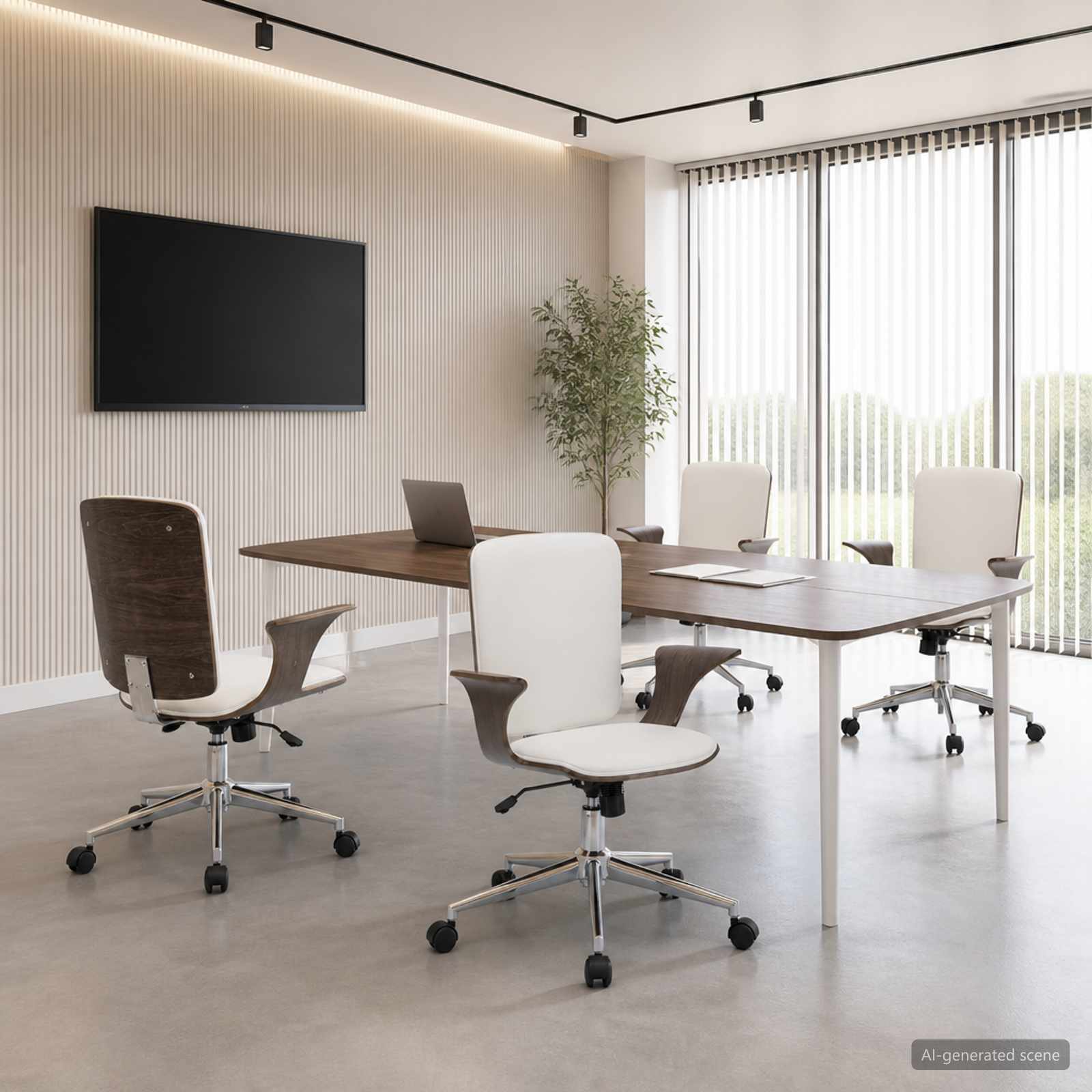vidaXL Draait Bureaustoelen 4 st Kunstleer 69 x 61 x 104 cm Wit