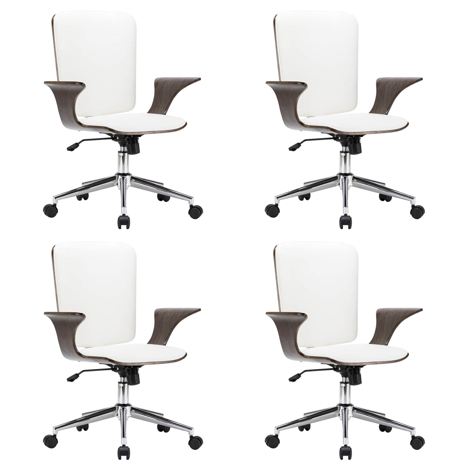vidaXL Draait Bureaustoelen 4 st Kunstleer 69 x 61 x 104 cm wit, foto 3