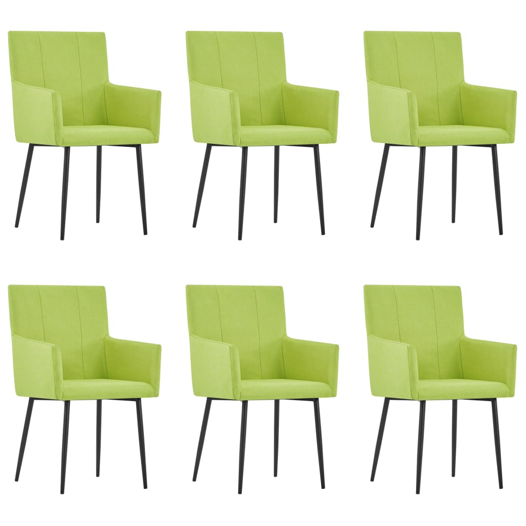 Esszimmerstühle mit Armlehnen 6 Stk. Grün Stoff