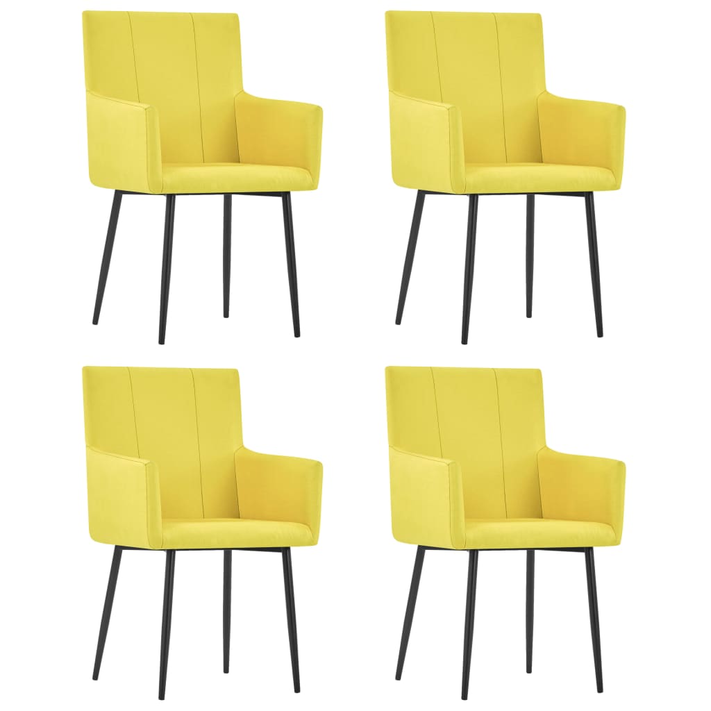 9: vidaXL spisebordsstole med armlæn 4 stk. stof gul